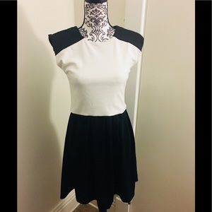 NWT Aqua Black and White Fit and Flare Dress L